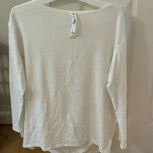 Lululemon Athletica White Speckled Blouse